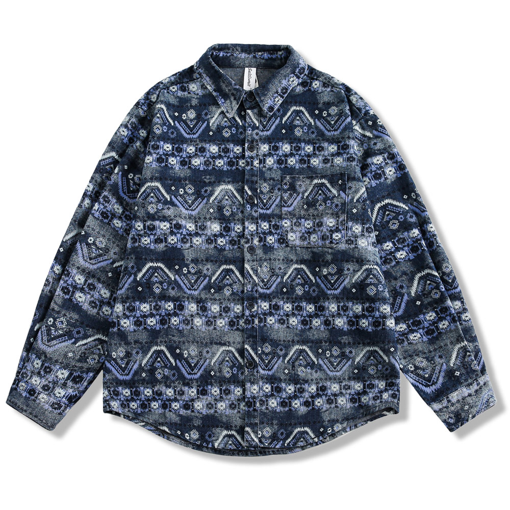 アメカジ　ヴィンテージプリントデニムシャツ