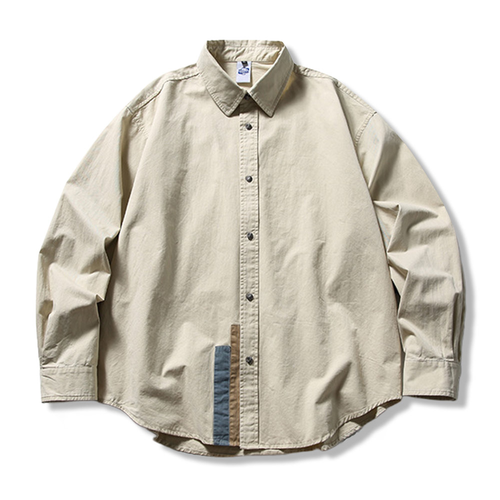 秋限定　アースカラー切り替えカジュアルシャツ