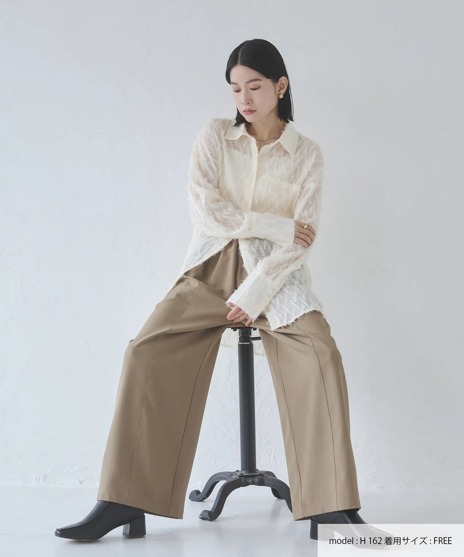 サイドライン ワイドストレートパンツ