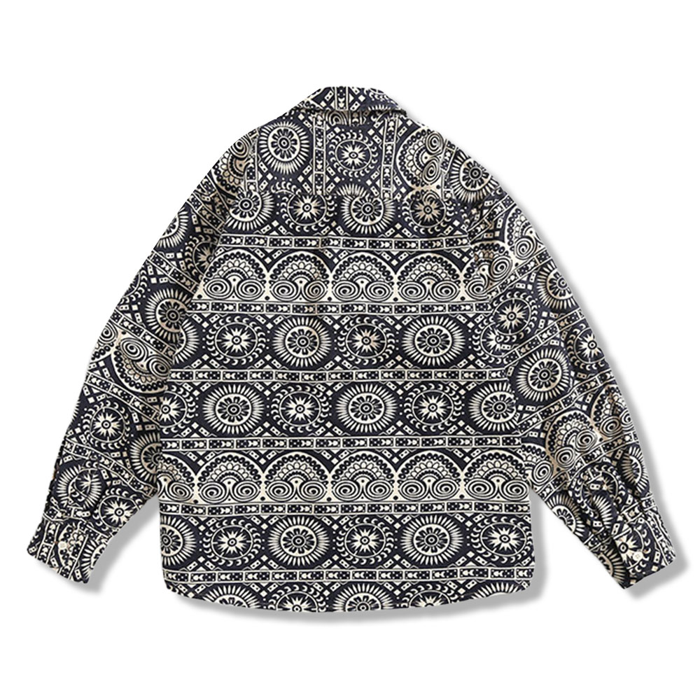 ペイズリーメダリオン 　総柄プリント長袖シャツ