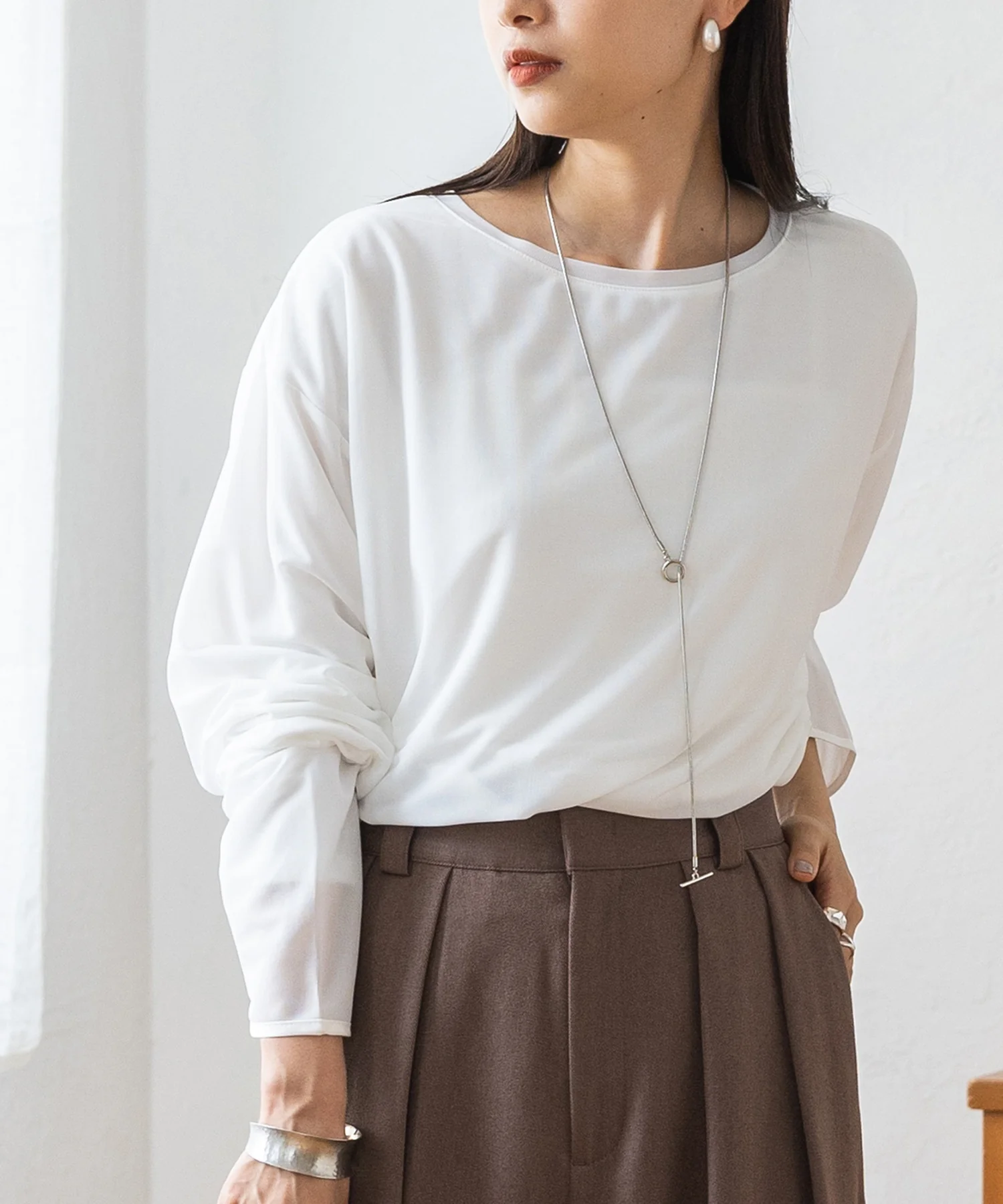 レイヤードシアーカットソー