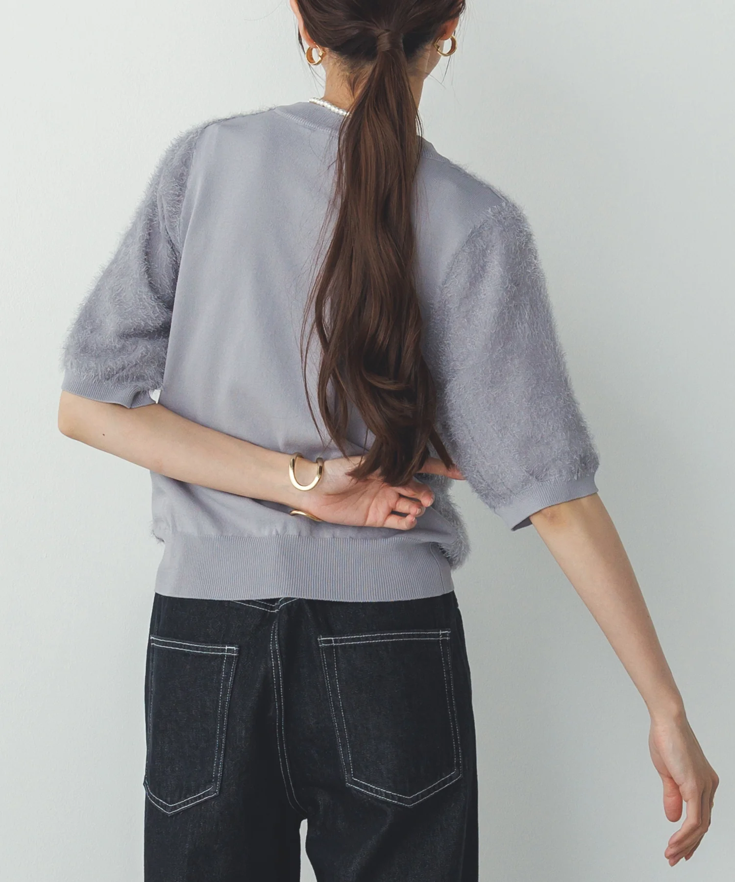 シアージャガード ハーフスリーブニット