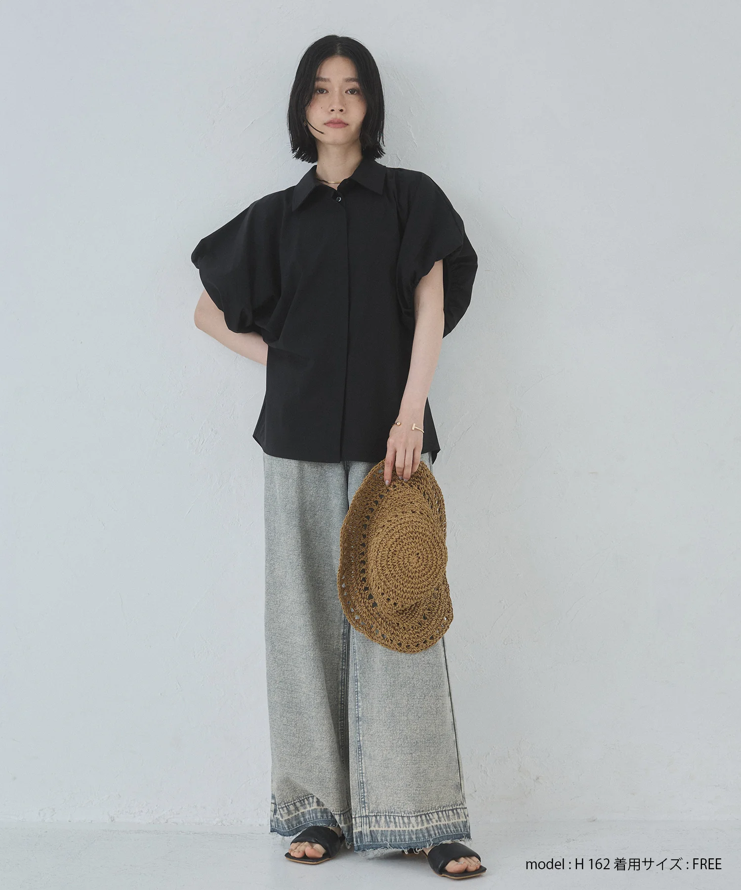 【接触冷感】 パフスリーブシャツ