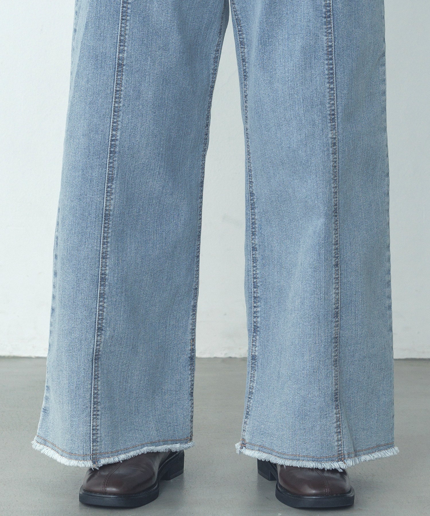 デニム/ツイル ハイウエストワイドパンツ