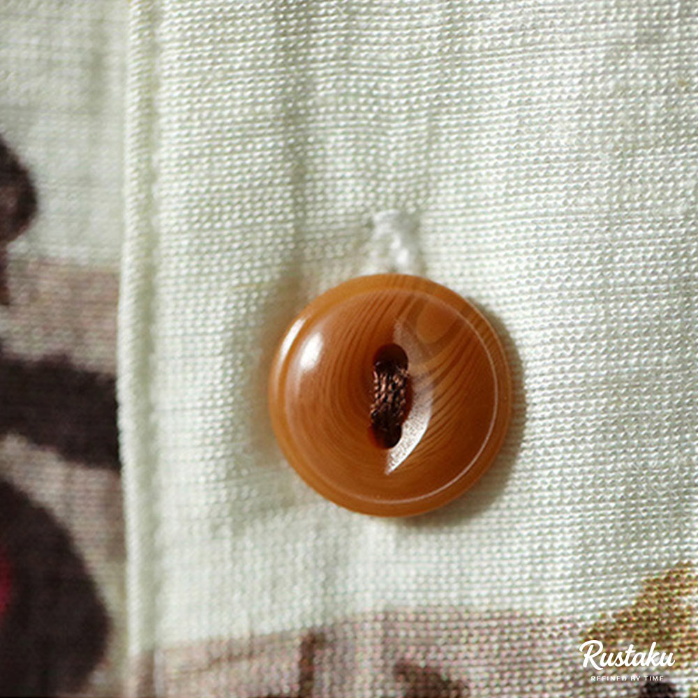 リネン混紡　浮世絵「侍の骸骨」総柄キューバシャツ