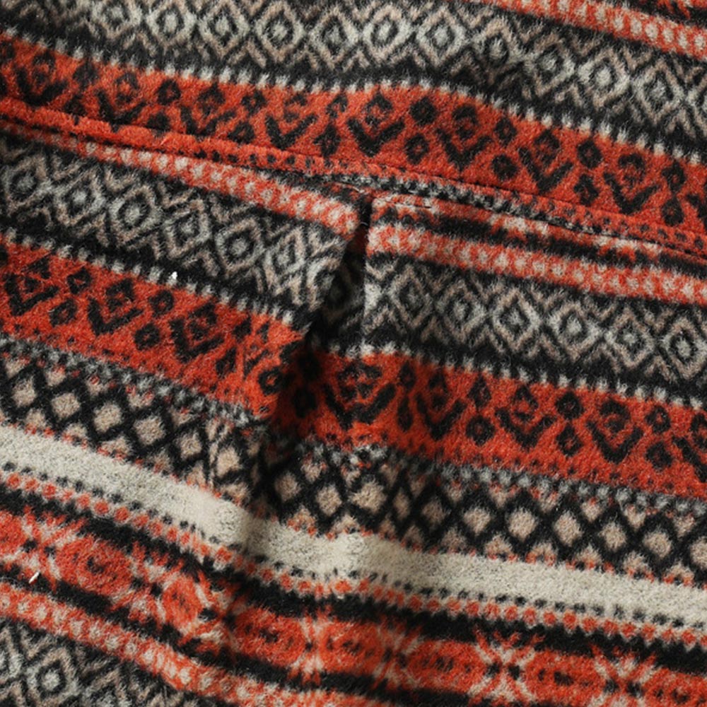 ナバホ柄ジャカード裏起毛長袖ラシャシャツ