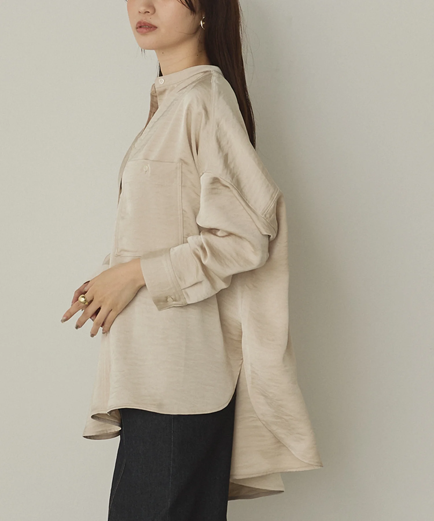 マットサテン オーバーシャツ