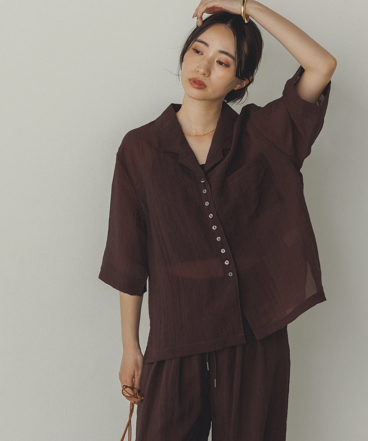 半袖 ツヤシアーシャツ