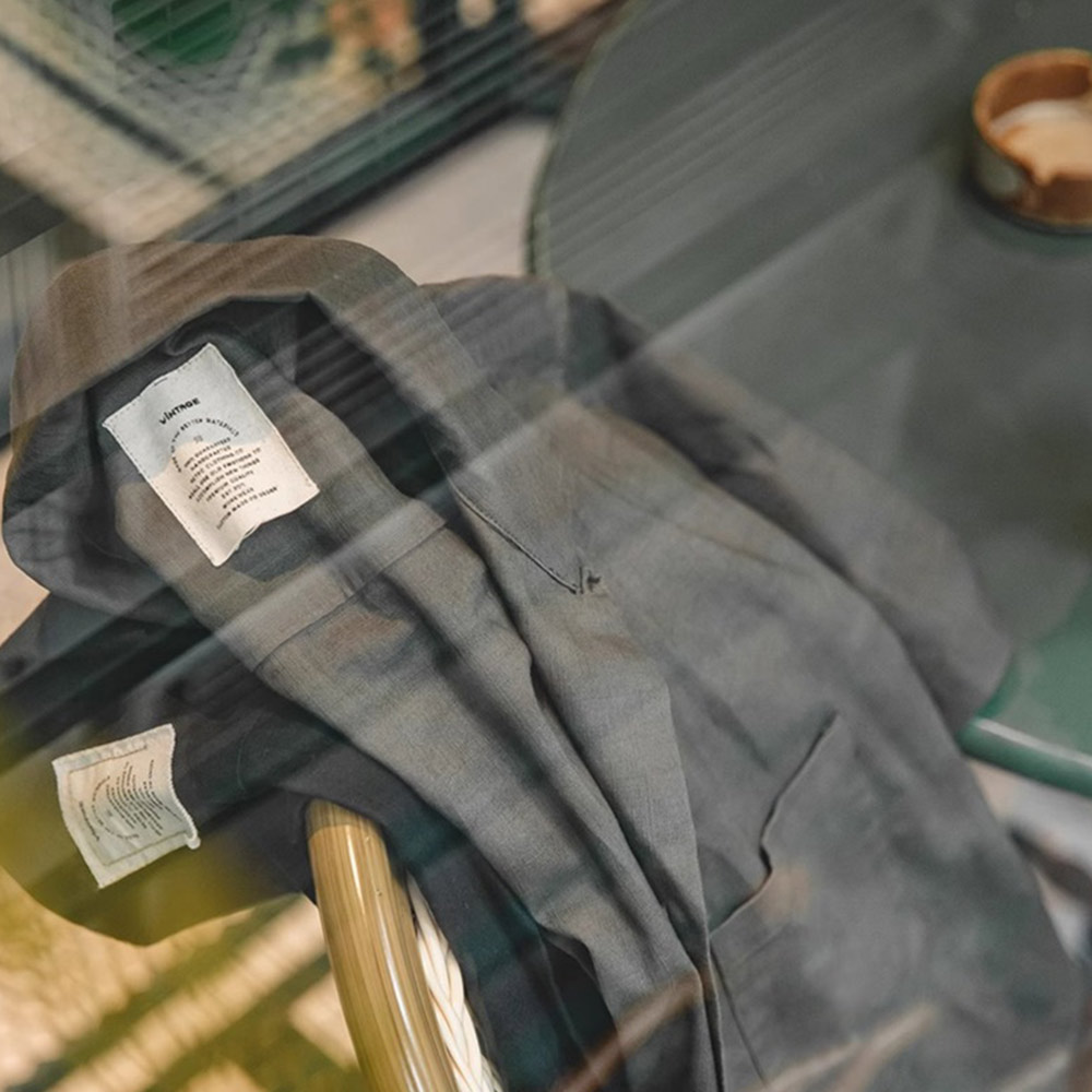 ミニマル　リネン調無地コットンシャツ半袖