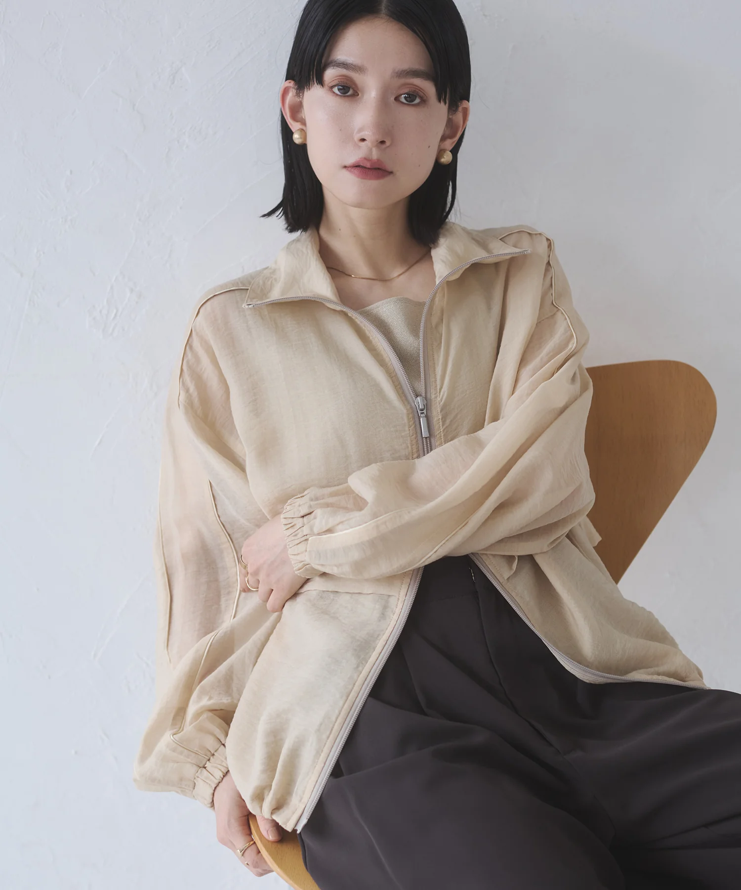 セルロース ナイロンシアー Wジップブルゾン