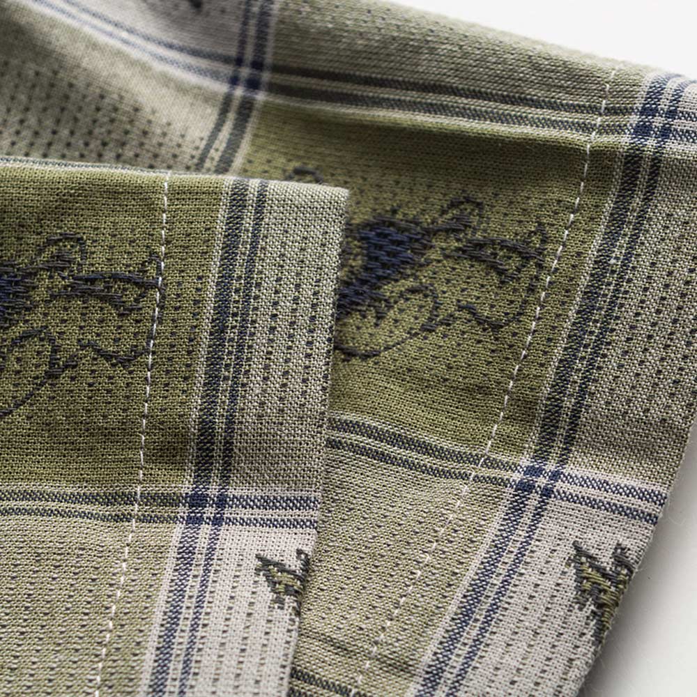 「熊×稲妻」ジャカードチェックシャツ