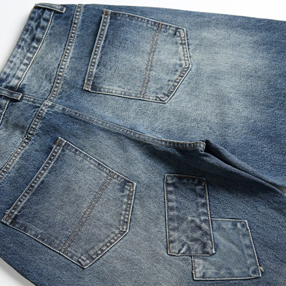 ヘビーウェイト　襤褸風ダメージデニムパンツ