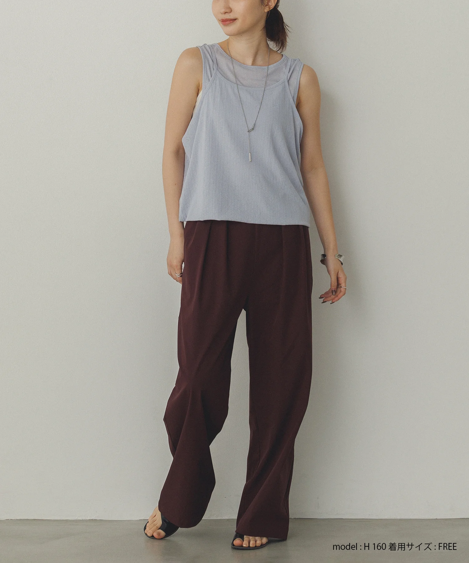 ランダムリブ シアータンクトップ