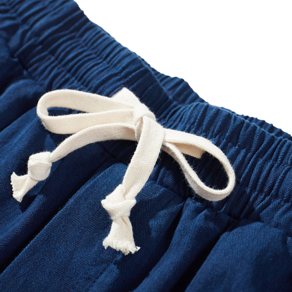 藍染め　ヘリンボーンカジュアルワイドパンツ