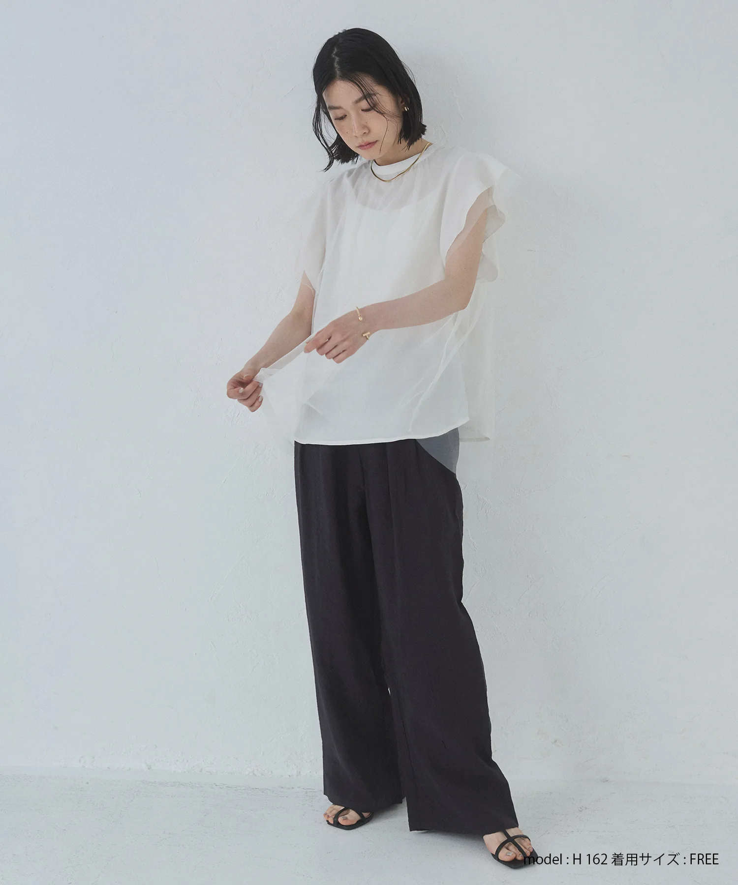 チュール レイヤードブラウス