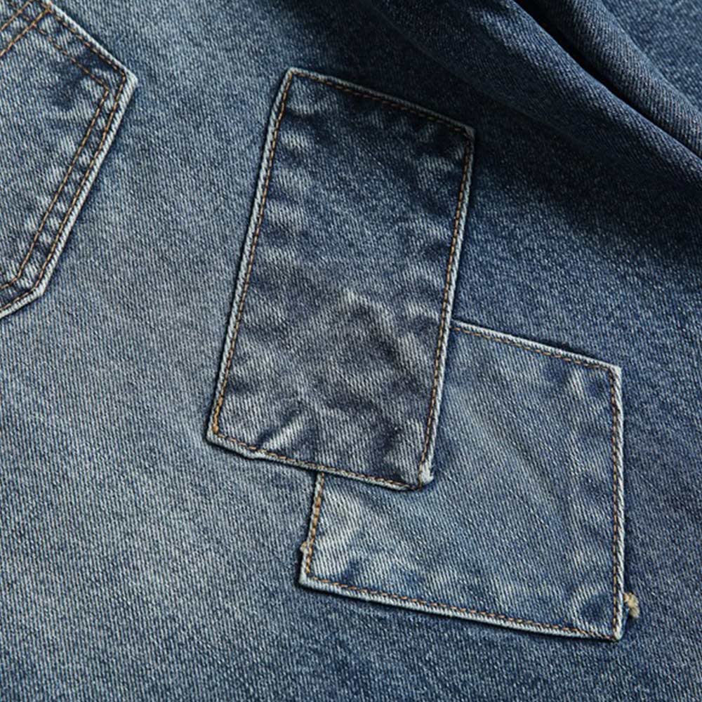 ヘビーウェイト　襤褸風ダメージデニムパンツ