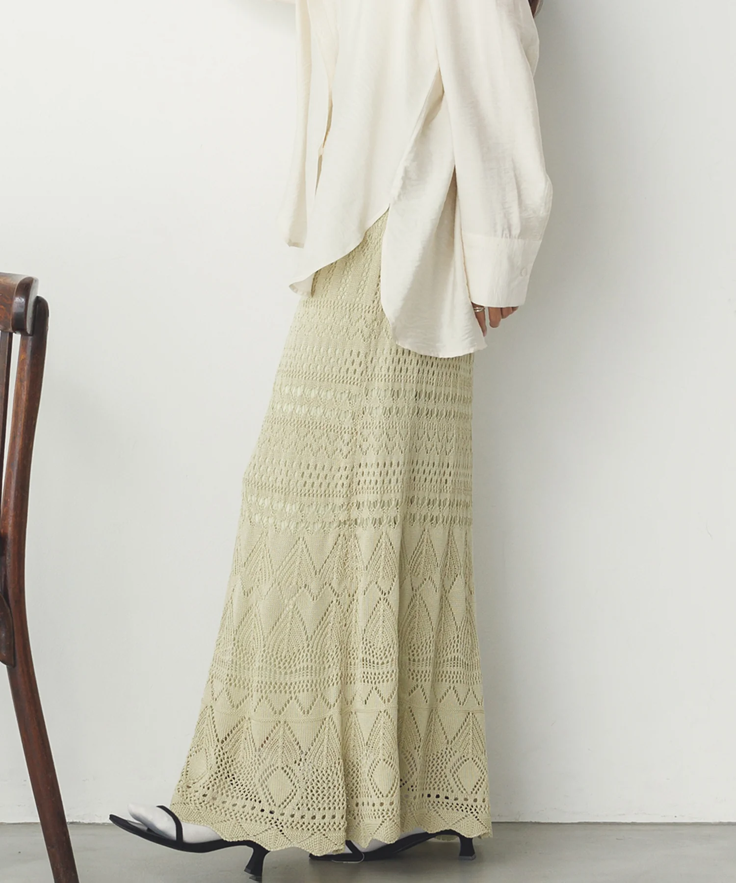 透かし編み ニットスカート