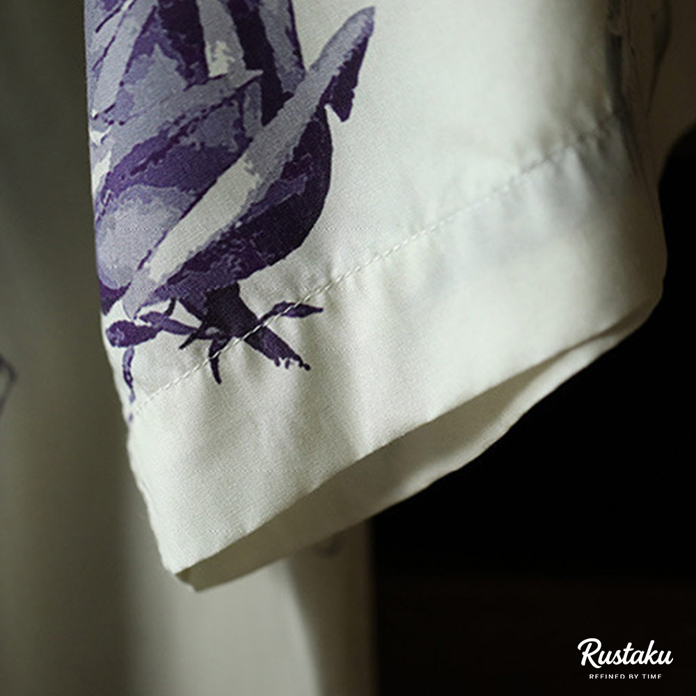 冷感リヨセル　サソリとバラの総柄アロハシャツ