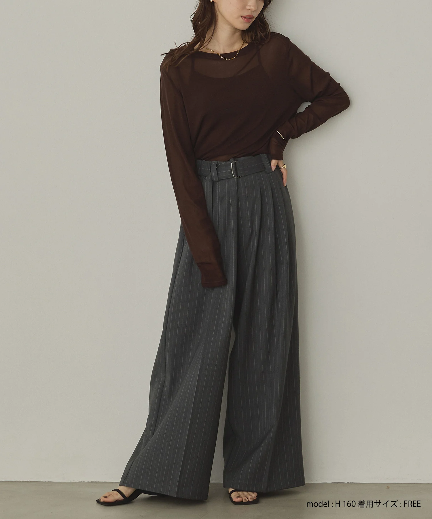 ツイルストライプ タックワイドパンツ