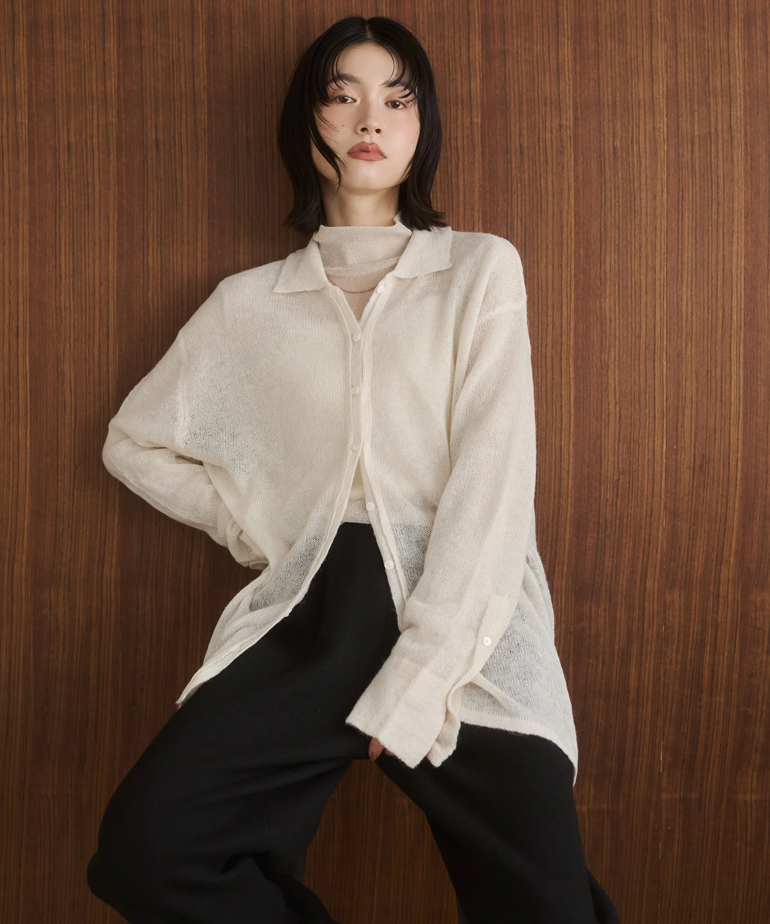 アルパカニット シアーシャツ