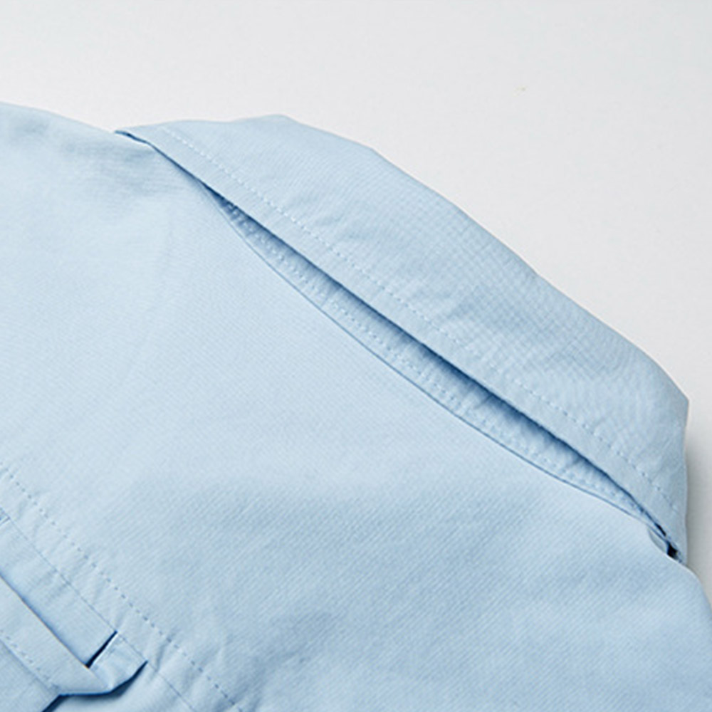 高密度ヘビーウェイト　裾赤ドローストリング付きコットン長袖シャツ