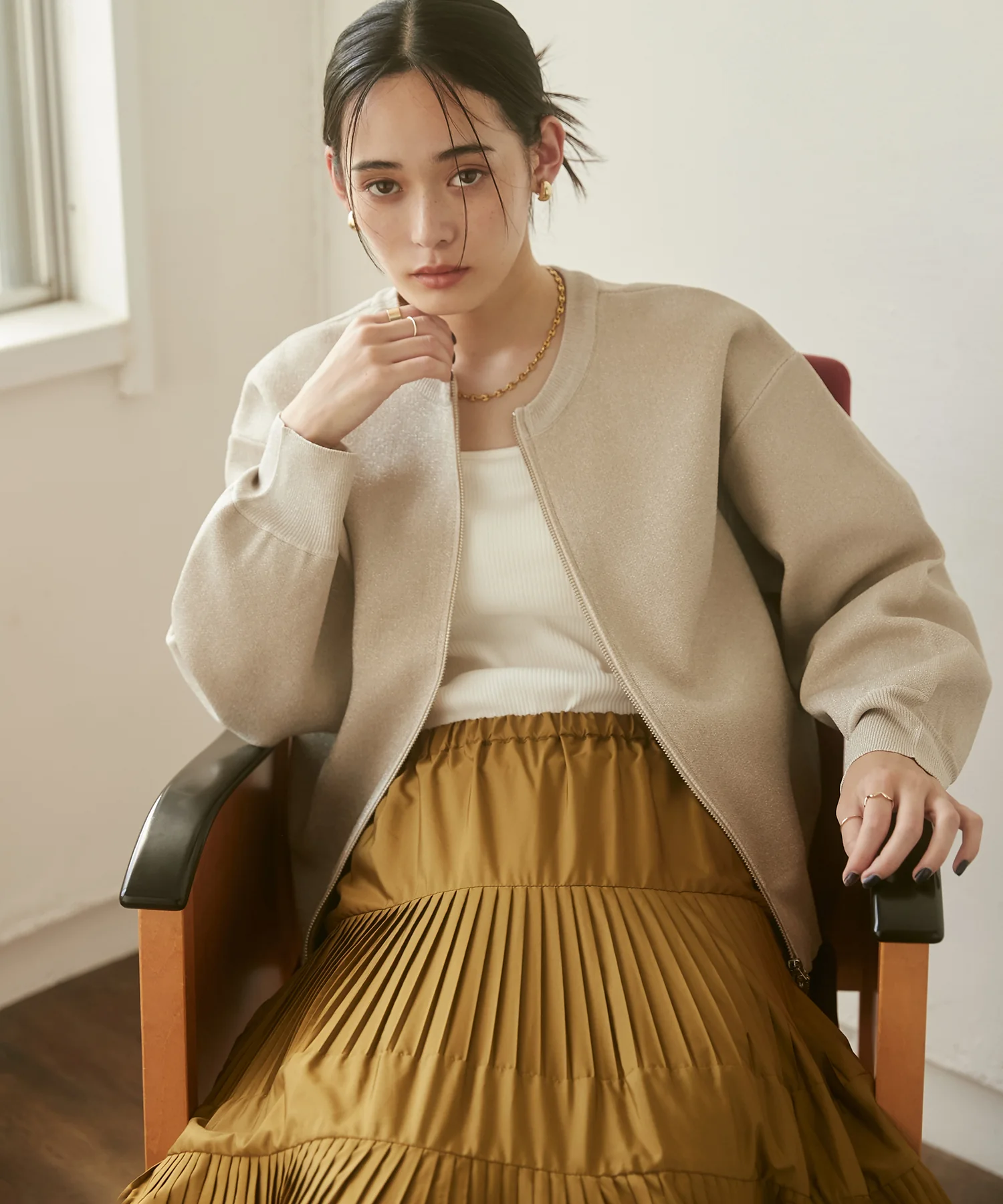 【WEB限定/別注】ジップショートカーディガン