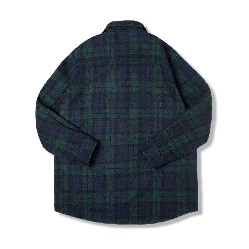 ウール混紡　ブラックウォッチ柄ワークシャツ