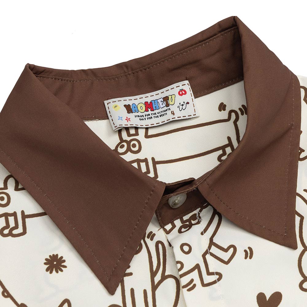 「マイペット」シンプルイラスト切り替え半袖Tシャツ