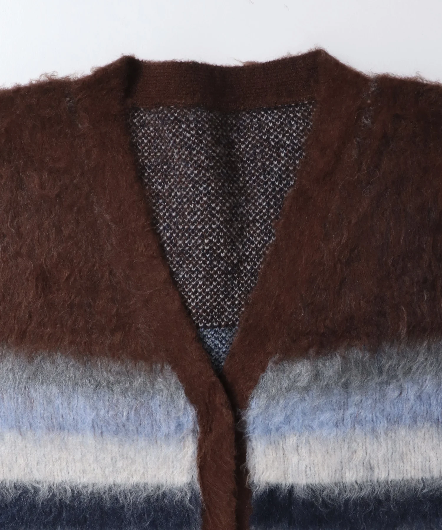 起毛シャギー ボーダーニットカーディガン