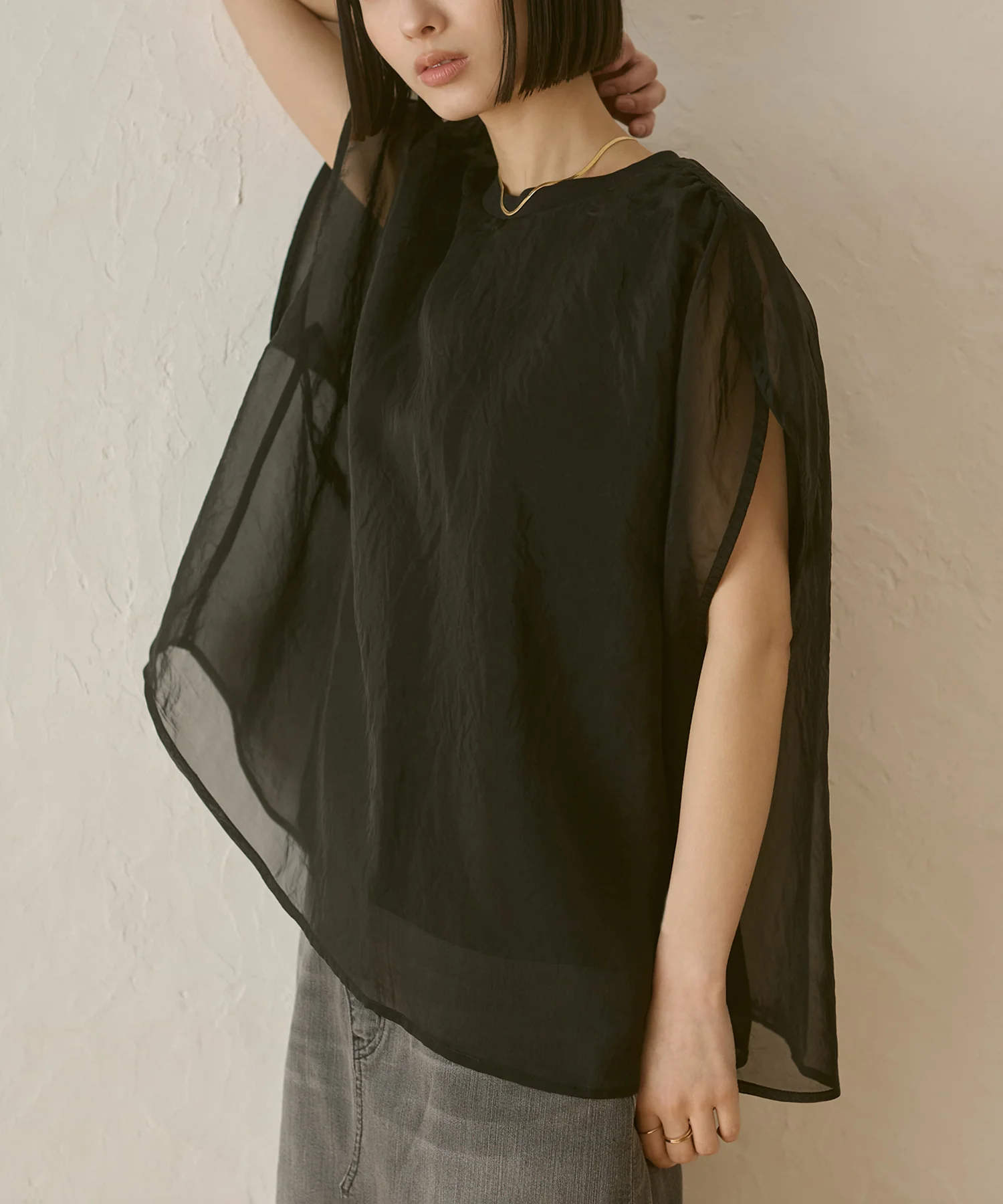 ニュアンス シアーレイヤードトップス