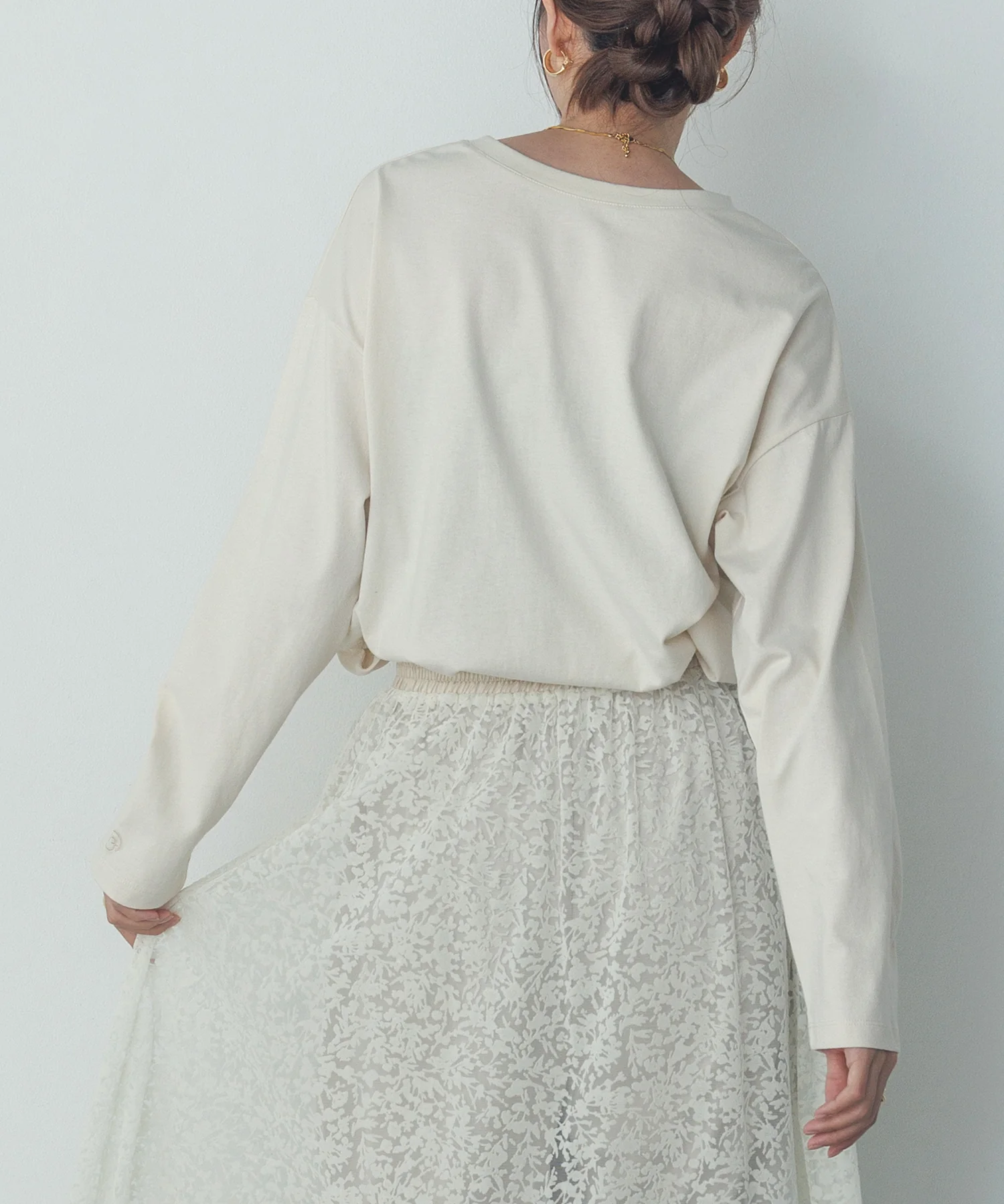 フロッキープリント ロゴロンTシャツ