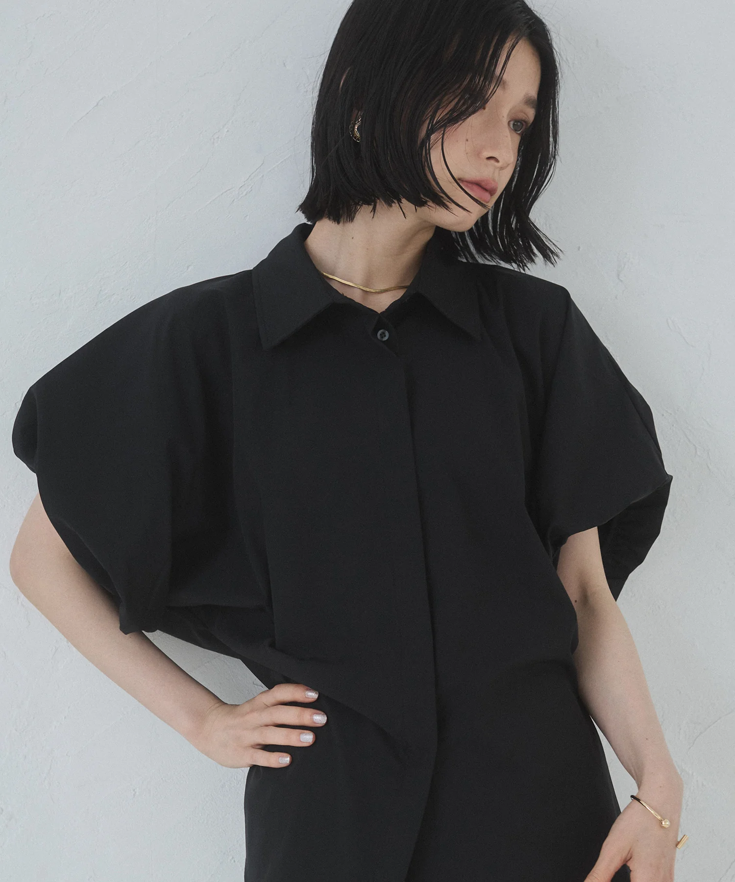 【接触冷感】 パフスリーブシャツ
