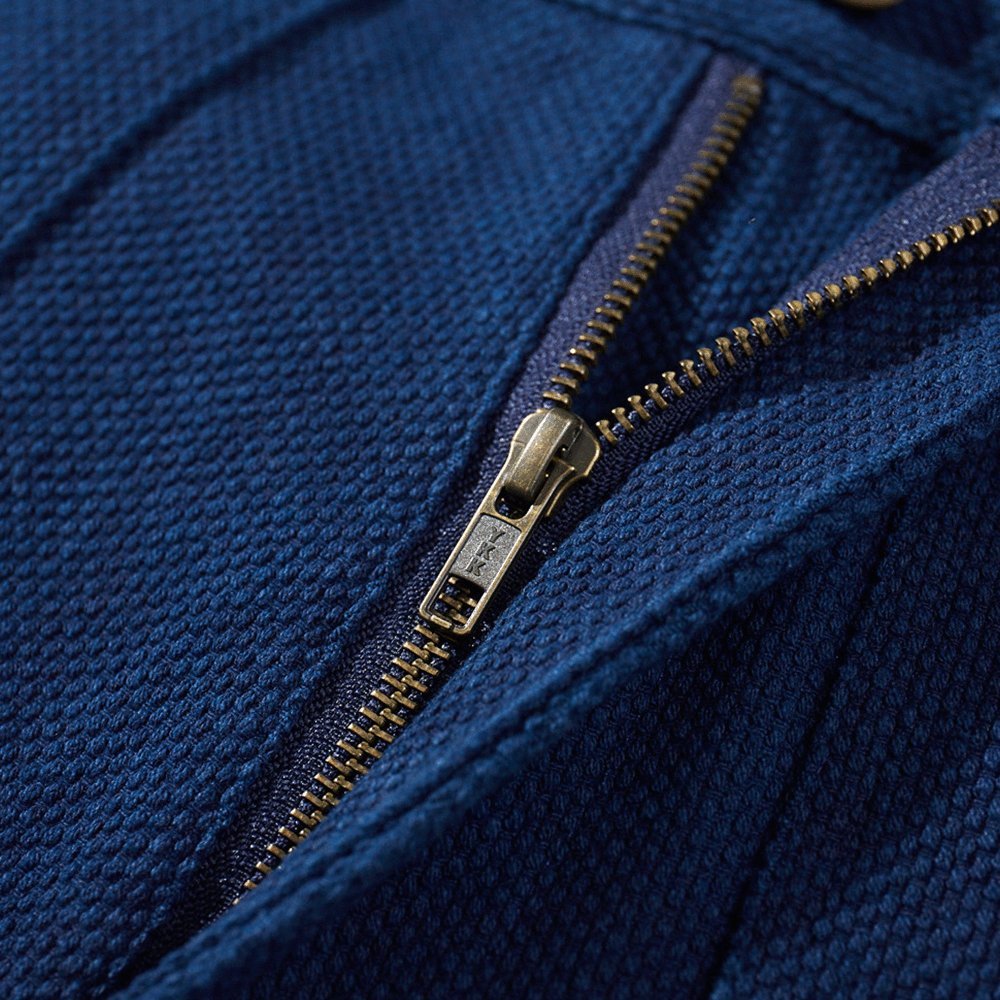 藍染刺し子生地の OG107復刻ワークパンツ