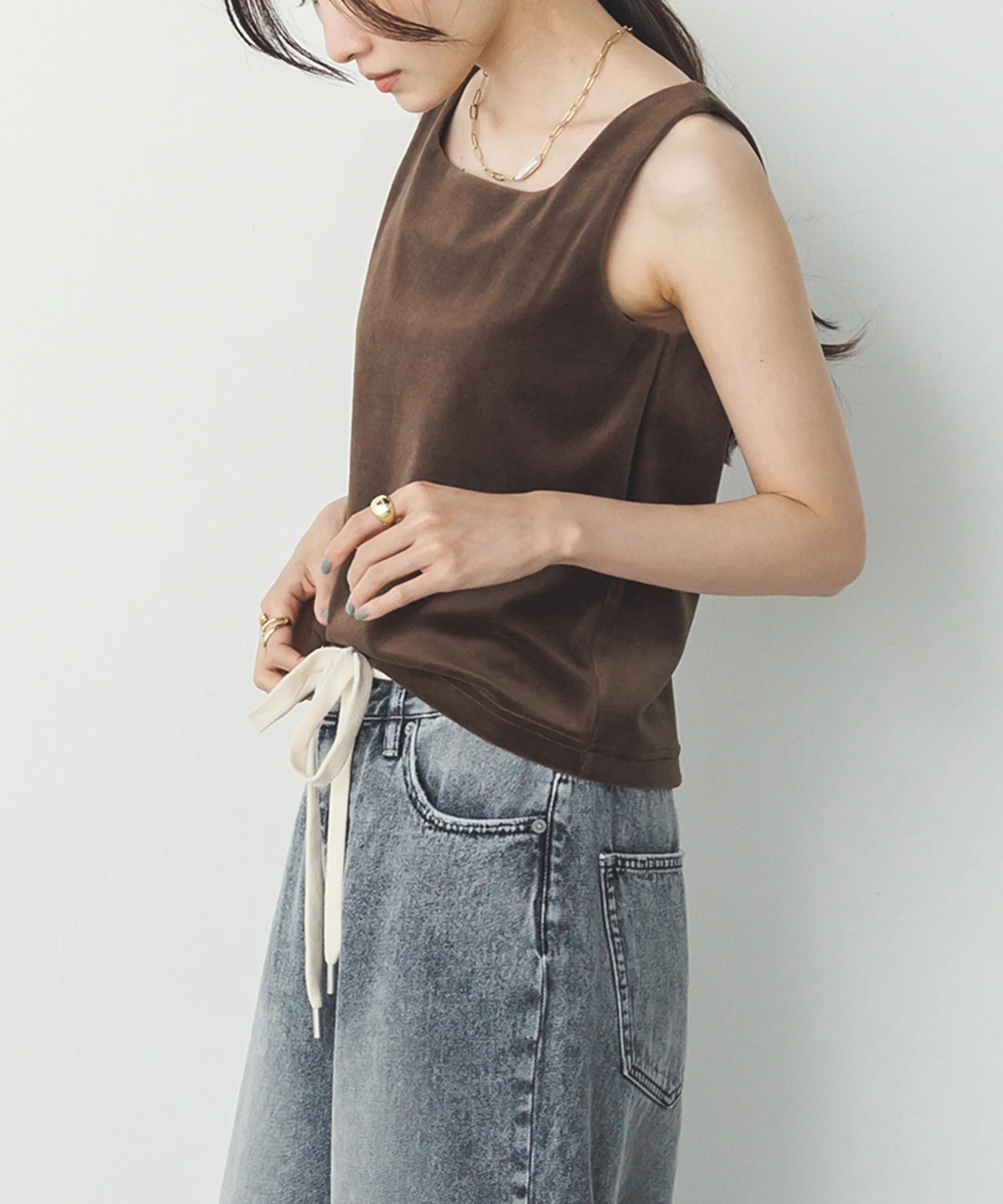 前後2WAY ベロア スクエアタンク