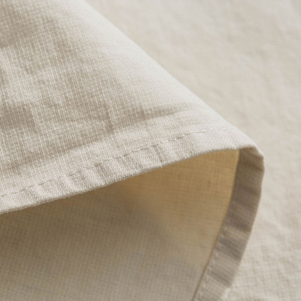 無地　 ミニマル刺繍入りワーク長袖シャツメンズ