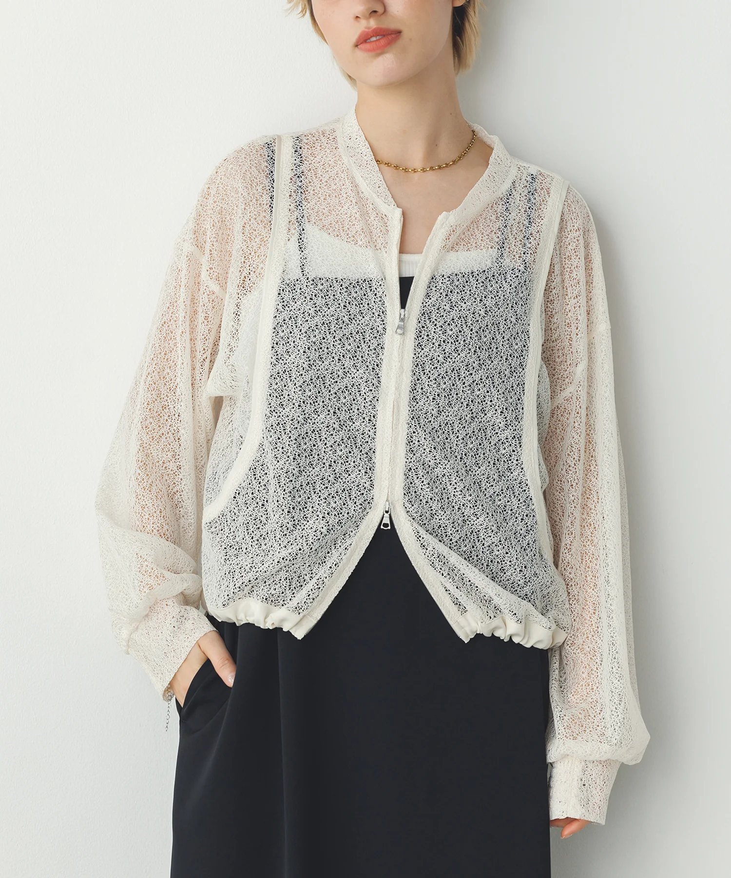 ダブルジップレースブルゾン