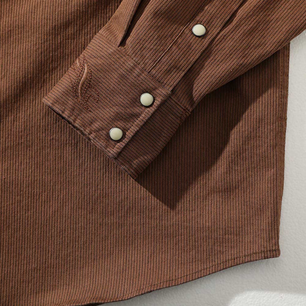 アメカジ　ウエスタンレトロ風刺繍ストライプシャツ