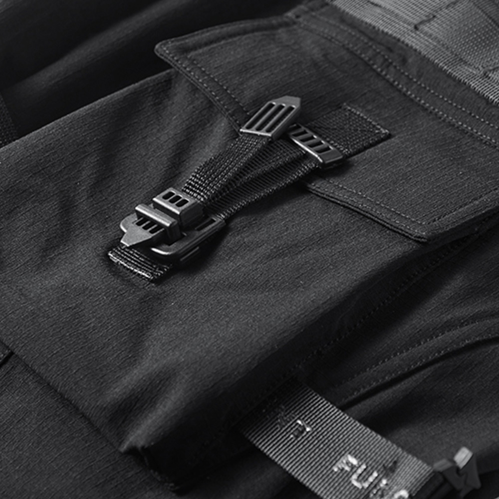 防水・耐引裂　取り外し可能なグログランテープ付き パラシュートパンツ