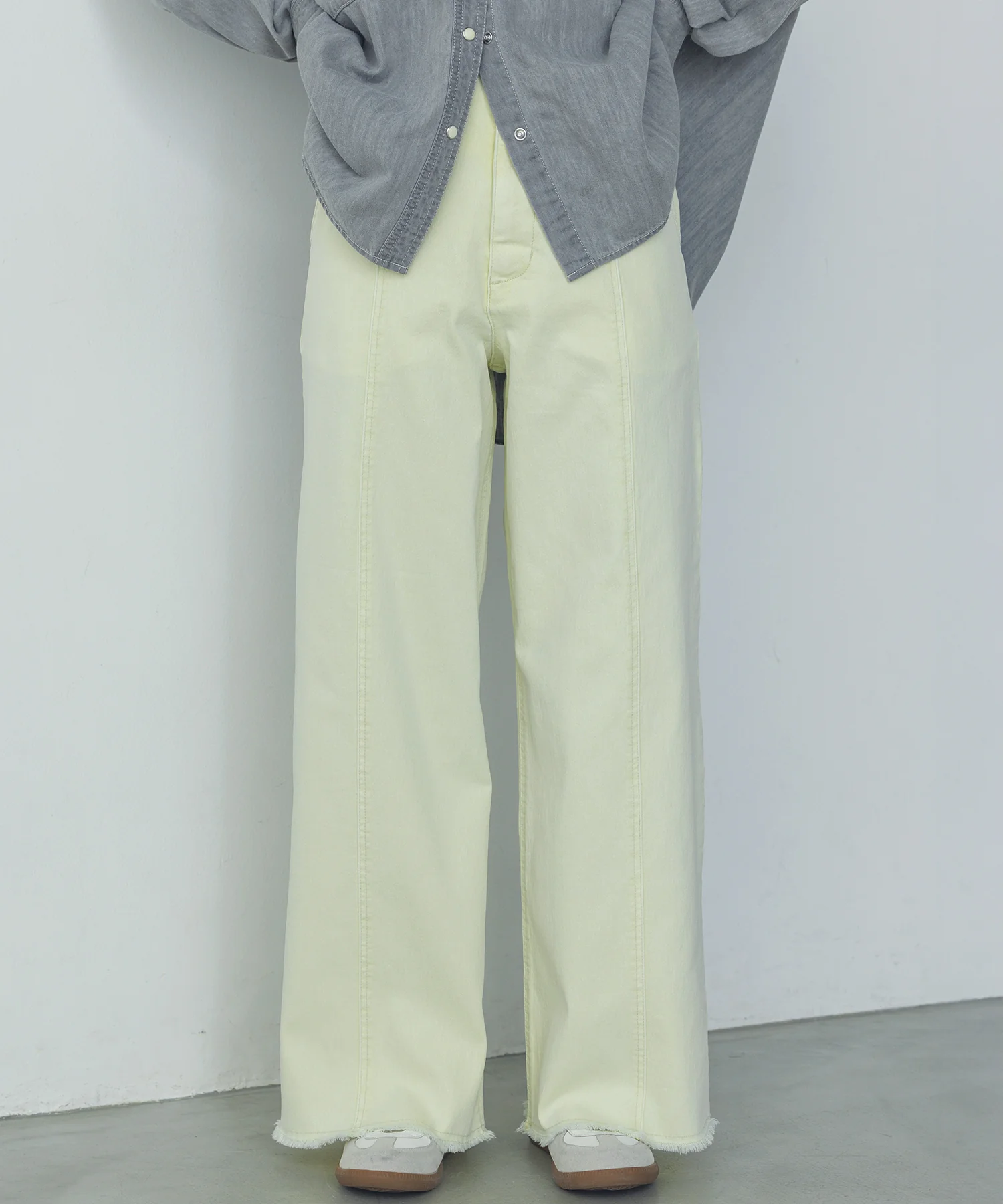 デニム/ツイル ハイウエストワイドパンツ