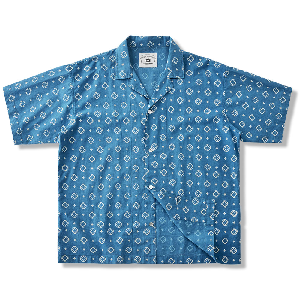 藍染めアメカジ オープンカラー半袖シャツ