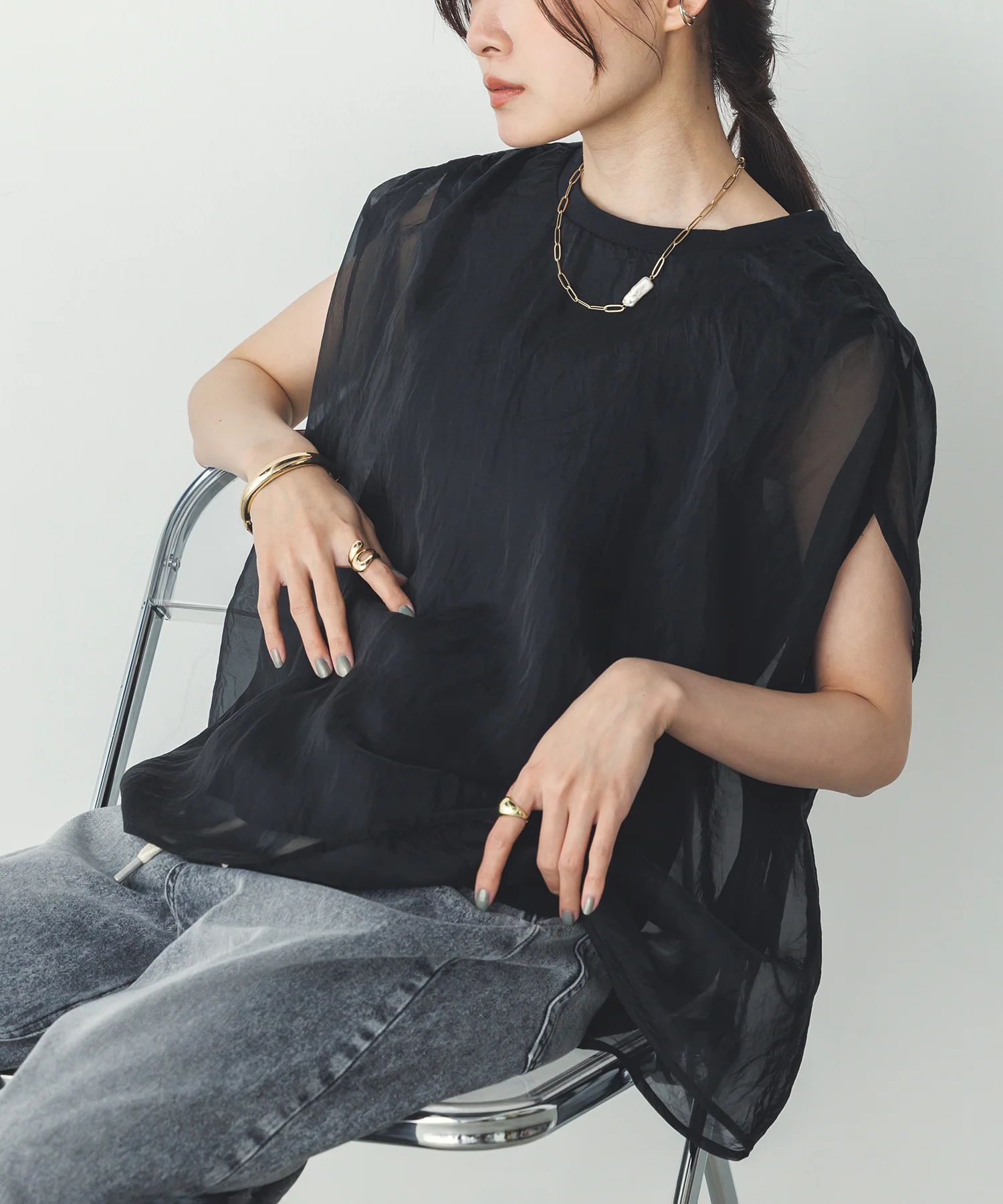 ニュアンス シアーレイヤードトップス