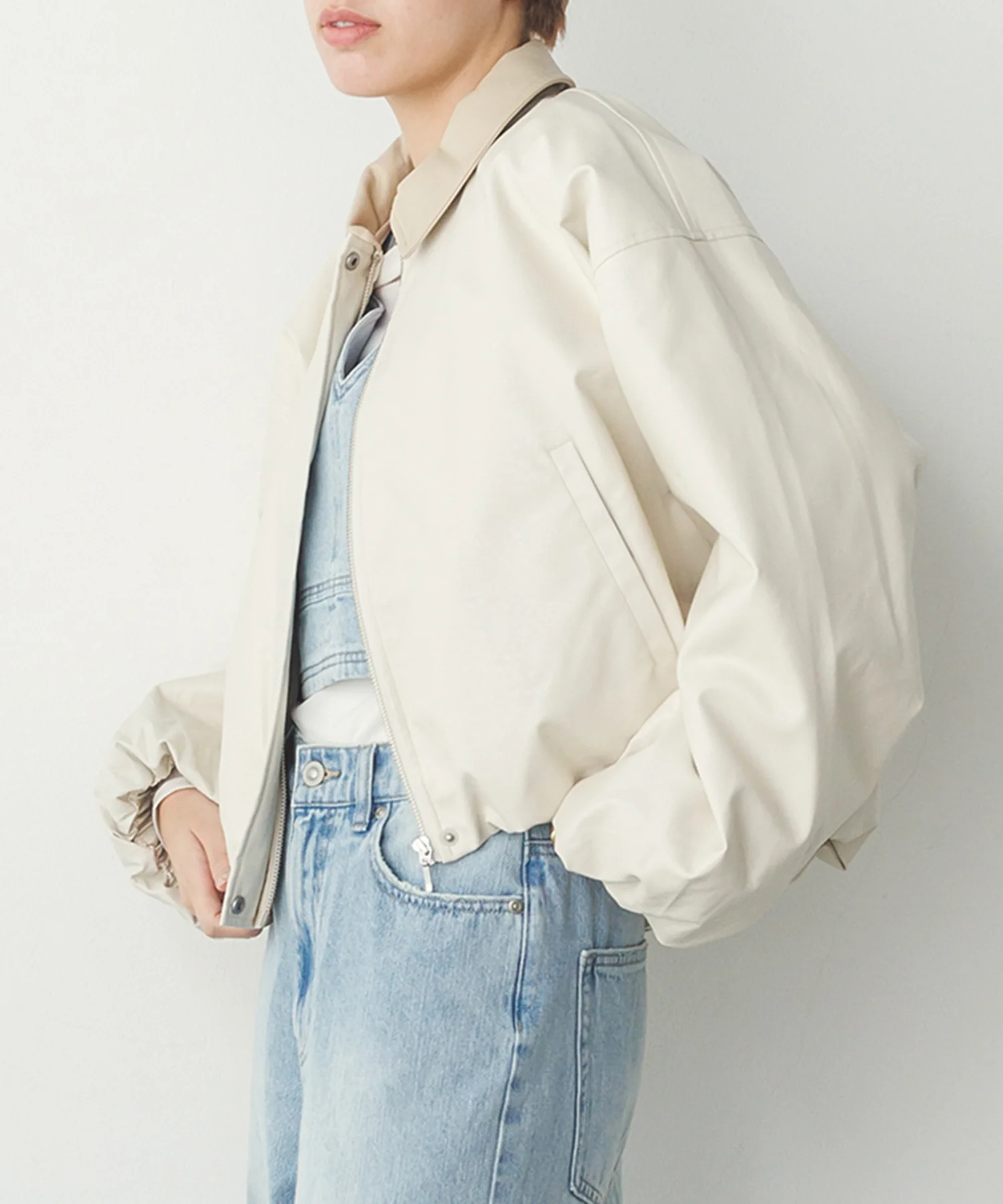 フェイクレザー バルーンブルゾン