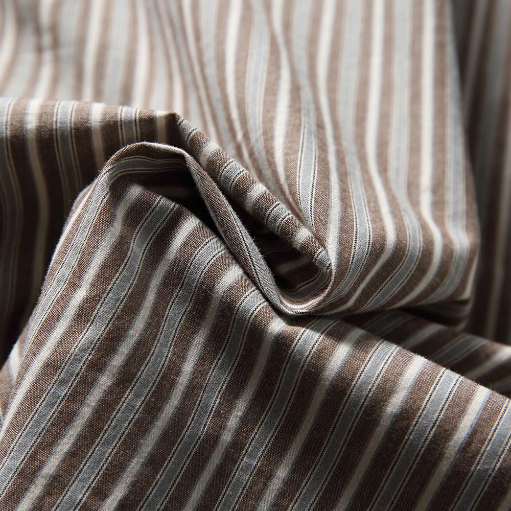 ノーアイロン防シワ　枯茶ストライプ柄　禅意風シャツ