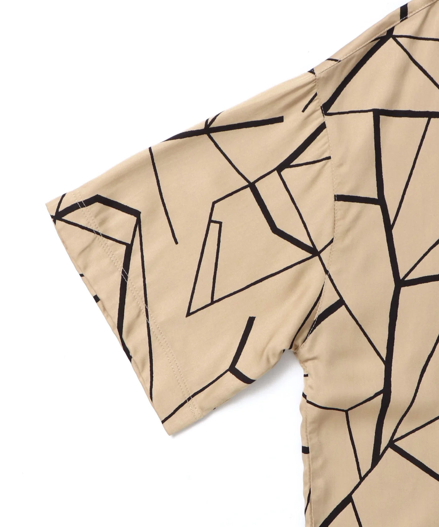 ビスコースサテン プリント開襟シャツ