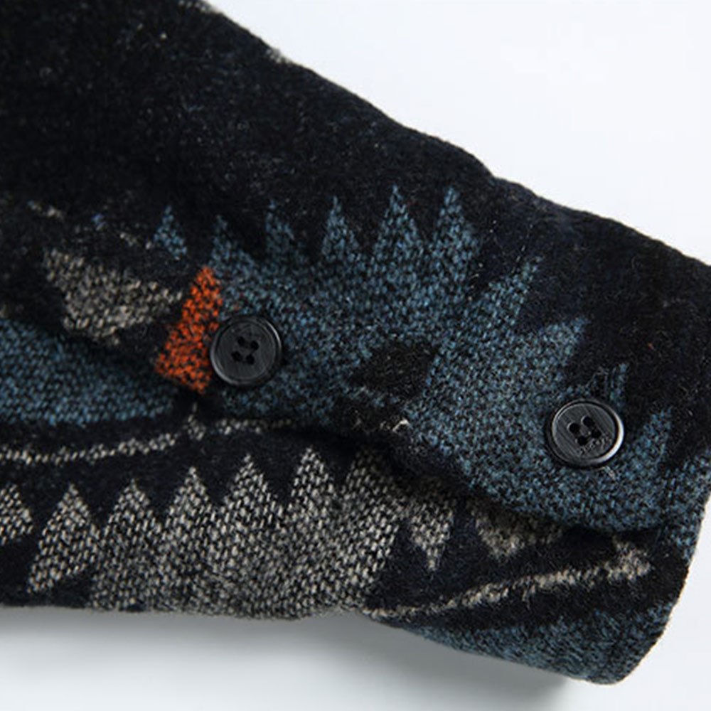 ナバホ柄ジャカード長袖シャツメンズ