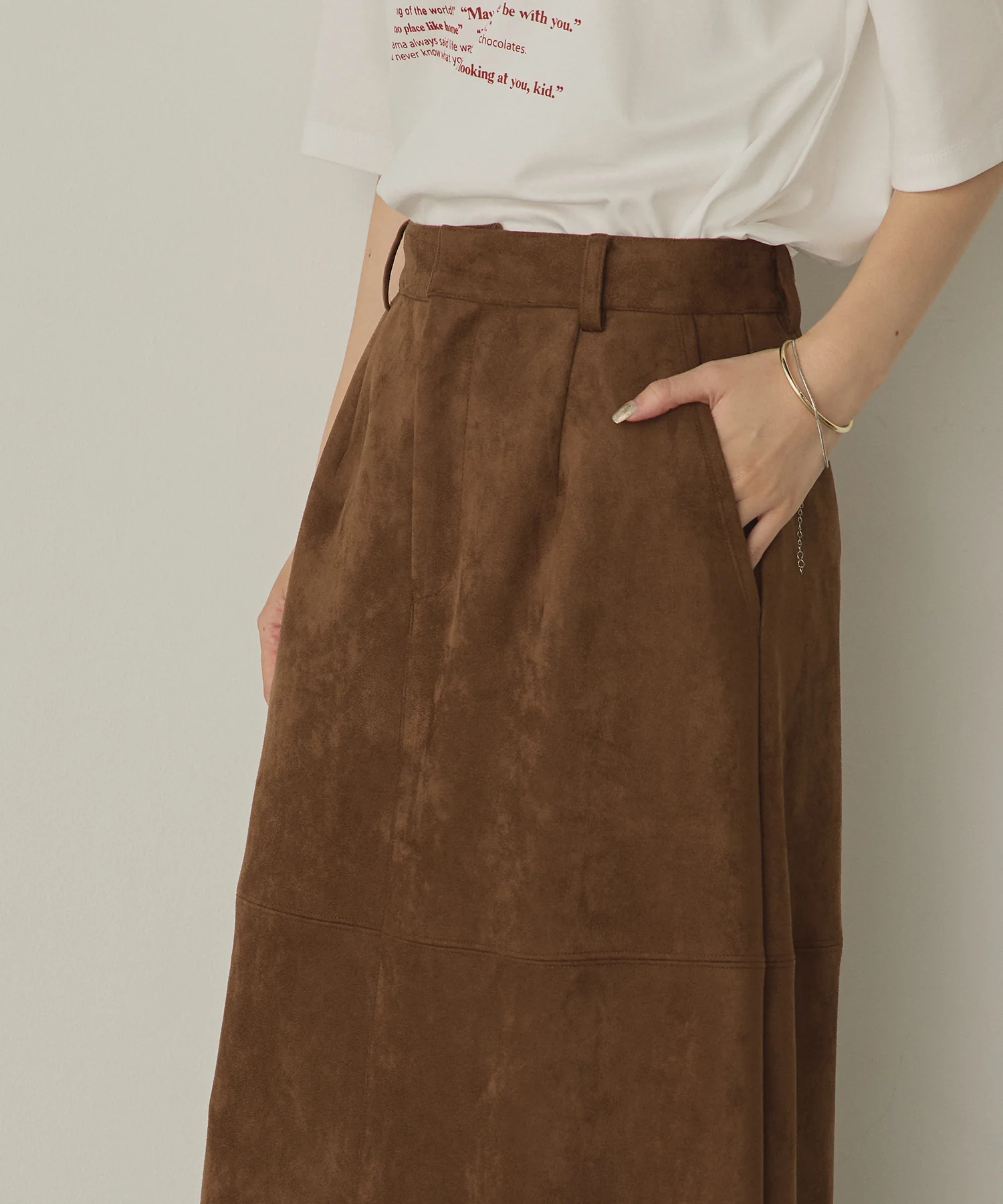 フェイクスウェード ロングスカート