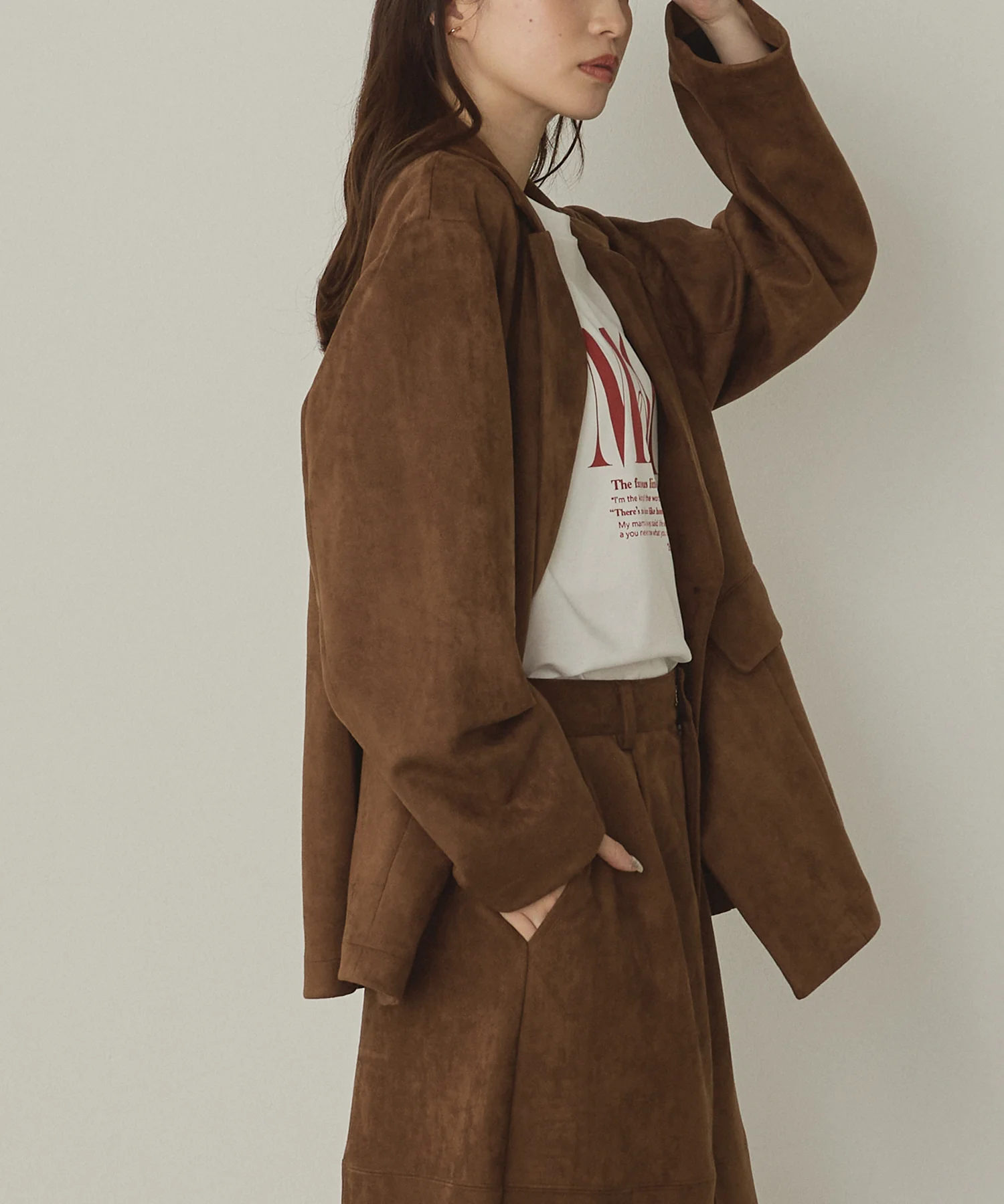 フェイクスウェード テーラードジャケット