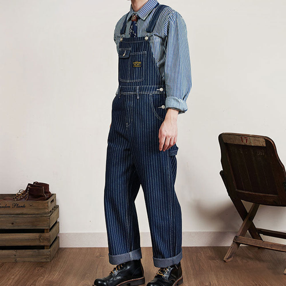 ストライプデニムオーバーオール