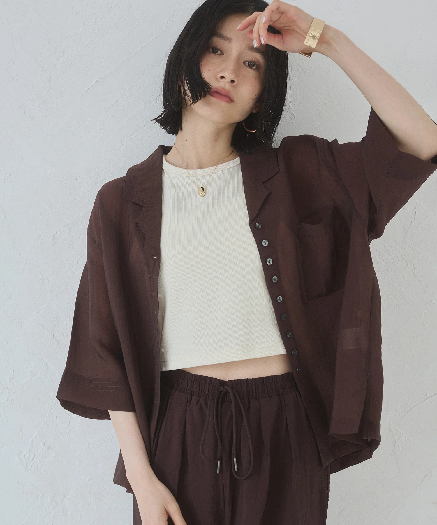 半袖 ツヤシアーシャツ