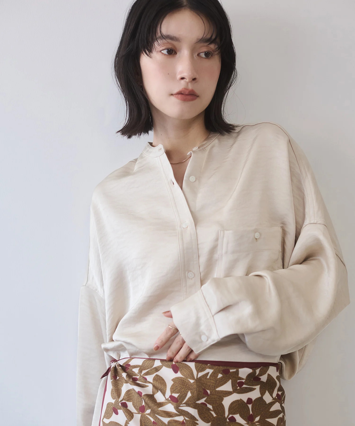 マットサテン オーバーシャツ